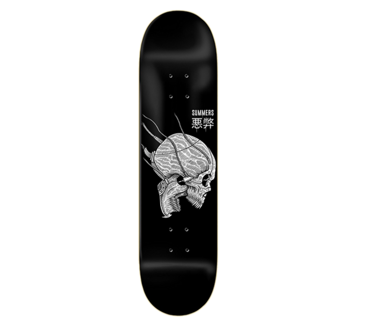 Zero Summer Cyber Skull Skateboard Deck Black White 8.25